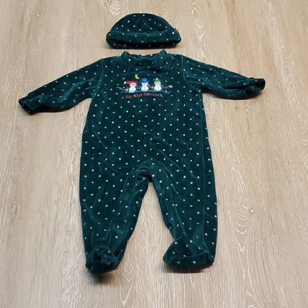 Unisex baby footed velour pajamas My First Christmas